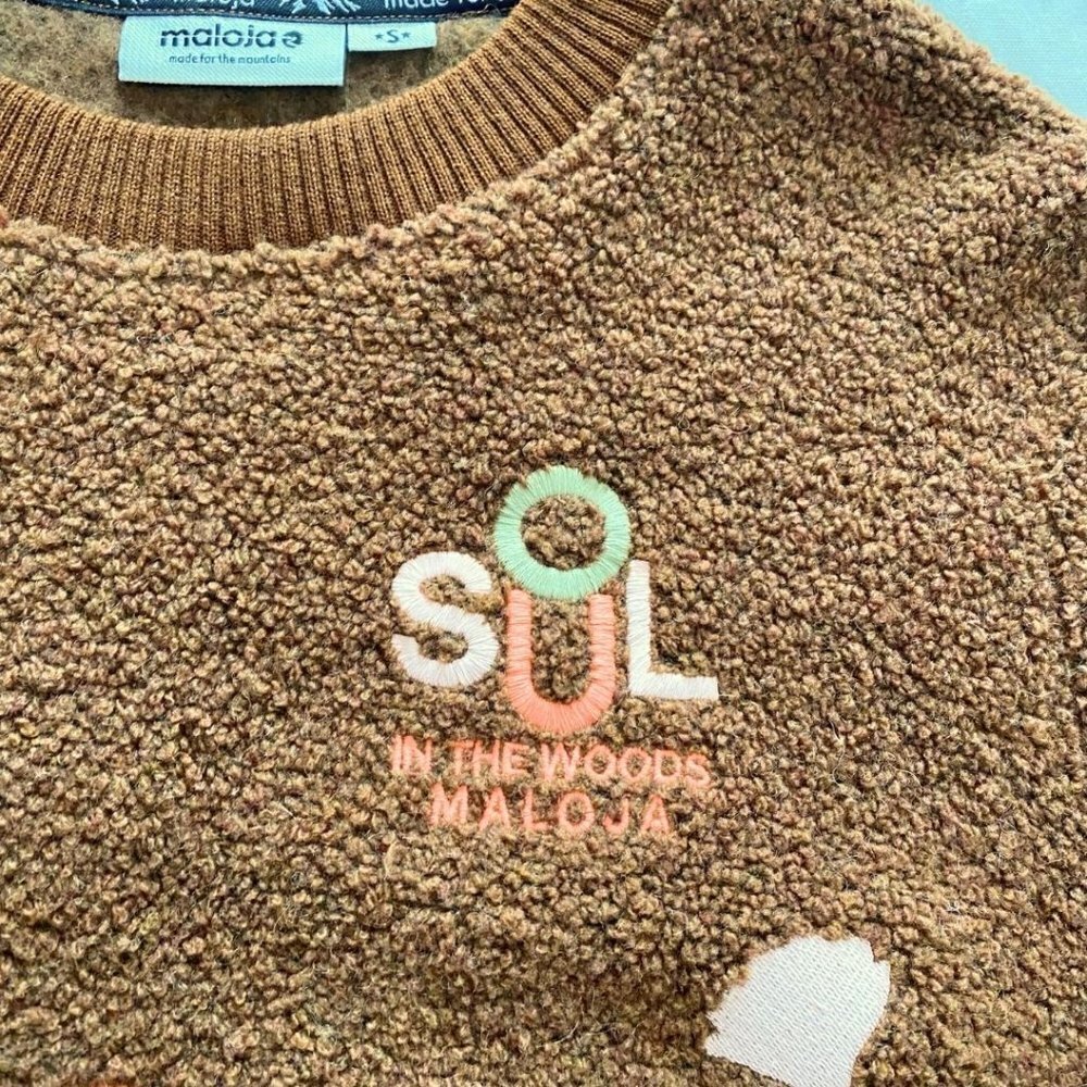 MALOJA  BROWN PASTEL EMBROIDERY TEDDY FLEECE SWEATER STYLE 32439 - S - Picture 11 of 12